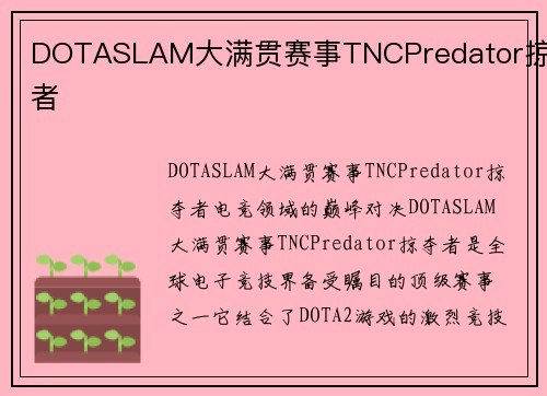 DOTASLAM大满贯赛事TNCPredator掠夺者